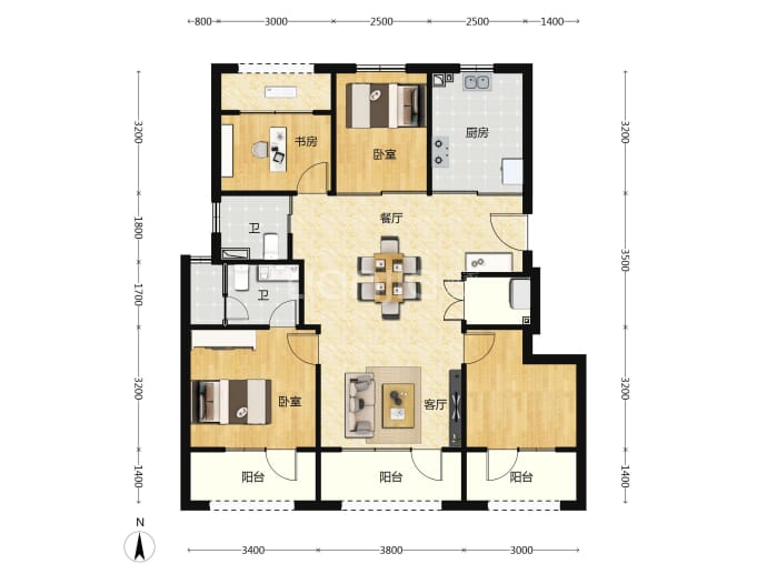 嘉棠雅序4室2厅2卫户型图