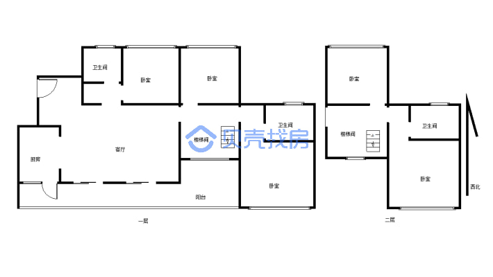大平方跃层，5个房间，适合二胎或家庭人口多-户型图