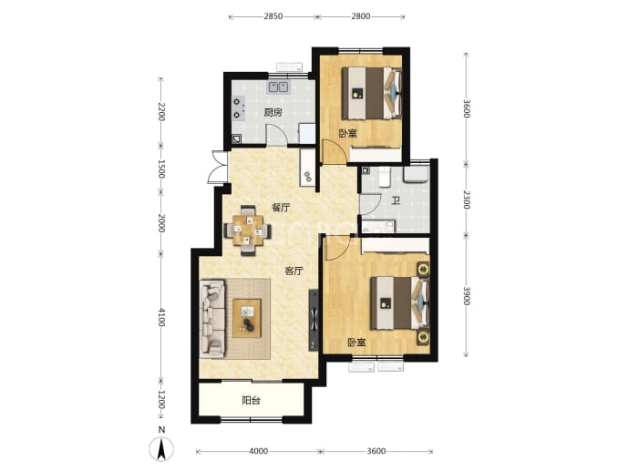 天津华侨城-汇涛苑--建面 85m²