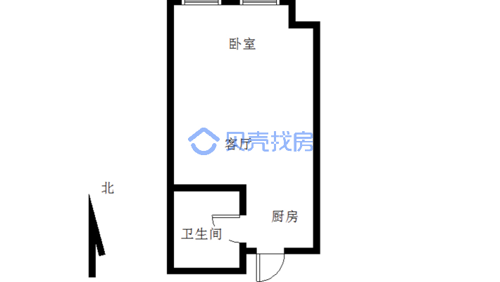 香格里拉 56.5平 电梯10楼 格局方正 北向-户型图