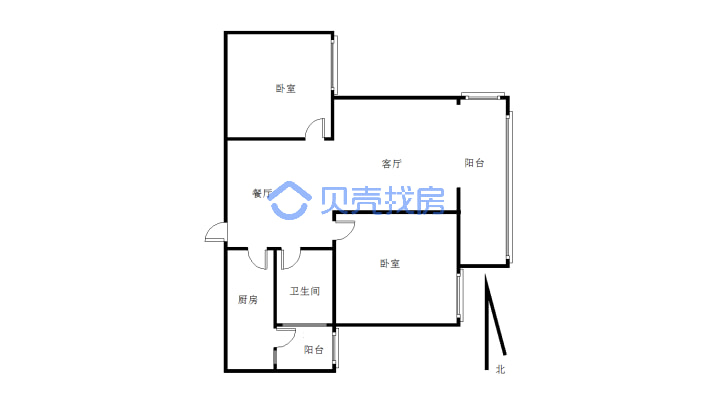 龙和锦尚标准大两居  楼层好 户型方正  采光明亮-户型图