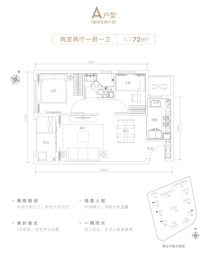 融创宸光壹号--建面 72m²