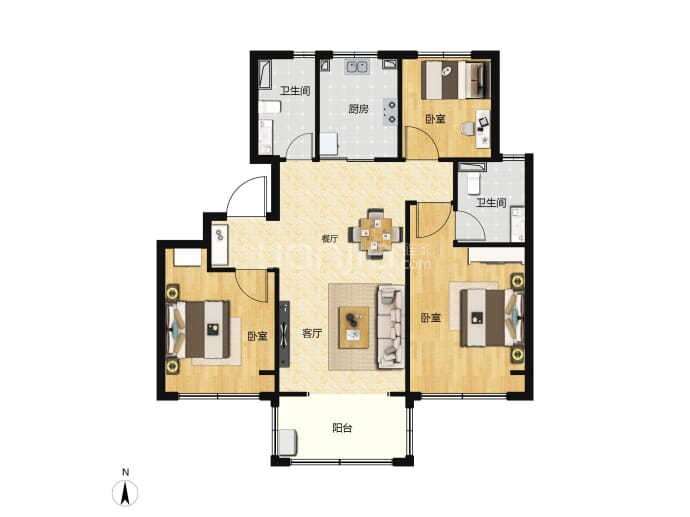 中建大椿·嘉利椿廷3室2厅2卫户型图