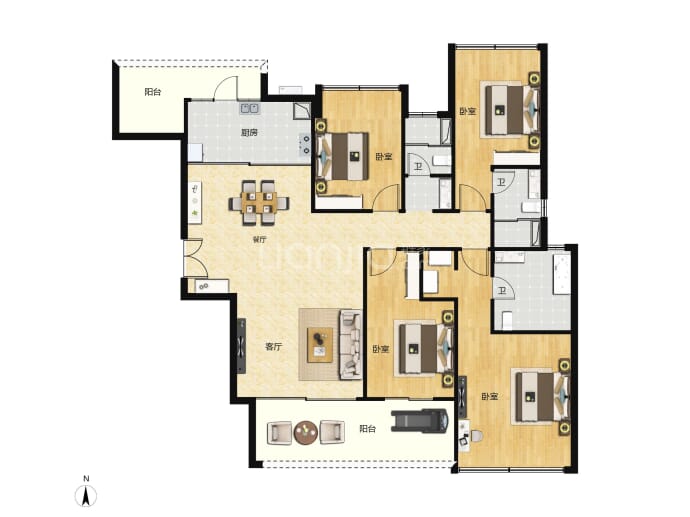 富颐华庭--建面 176m²