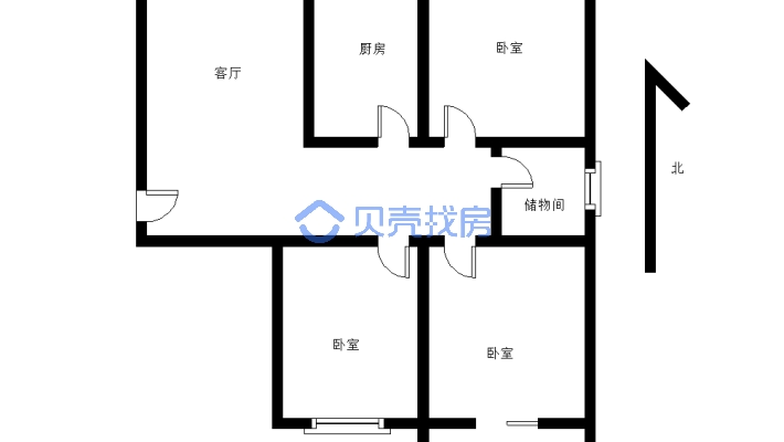 阳城福地 3室1厅 南 北-户型图