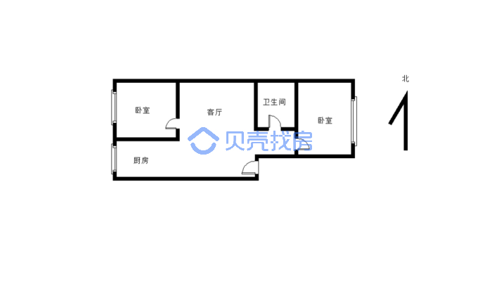 物资小区 精装两室 南北通透 过户小税-户型图