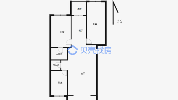 沙区 扬子江路 红十月高层 3室2厅1卫 楼层好 视野开阔-户型图