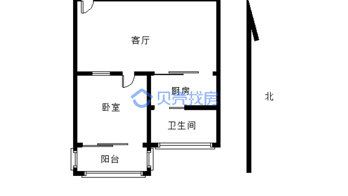 江山帝景 1室1厅 东-户型图