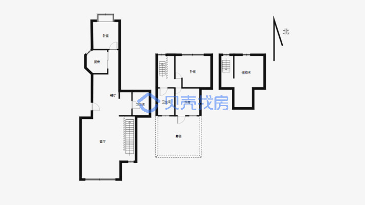 昆仑路映像南湖小区顶楼复式带晒台4室2厅2卫-户型图
