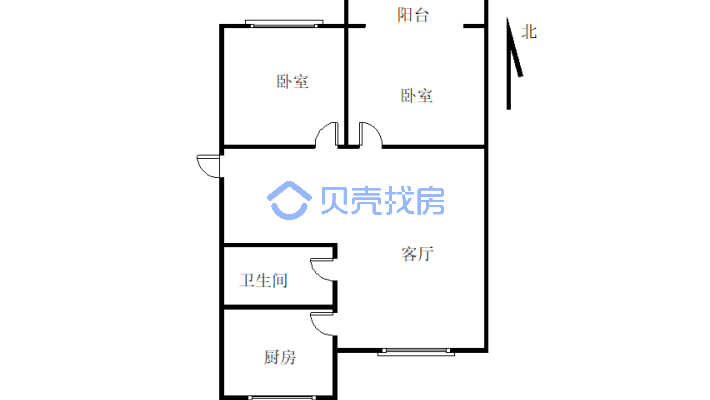 六〇四生活区 2室2厅 南-户型图