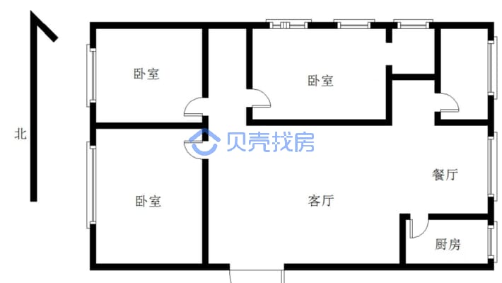 万龙湾市委组织部家属房 3室2厅 南-户型图