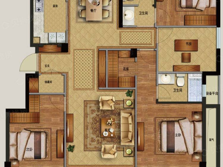 祥生云浦新语3室2厅2卫户型图