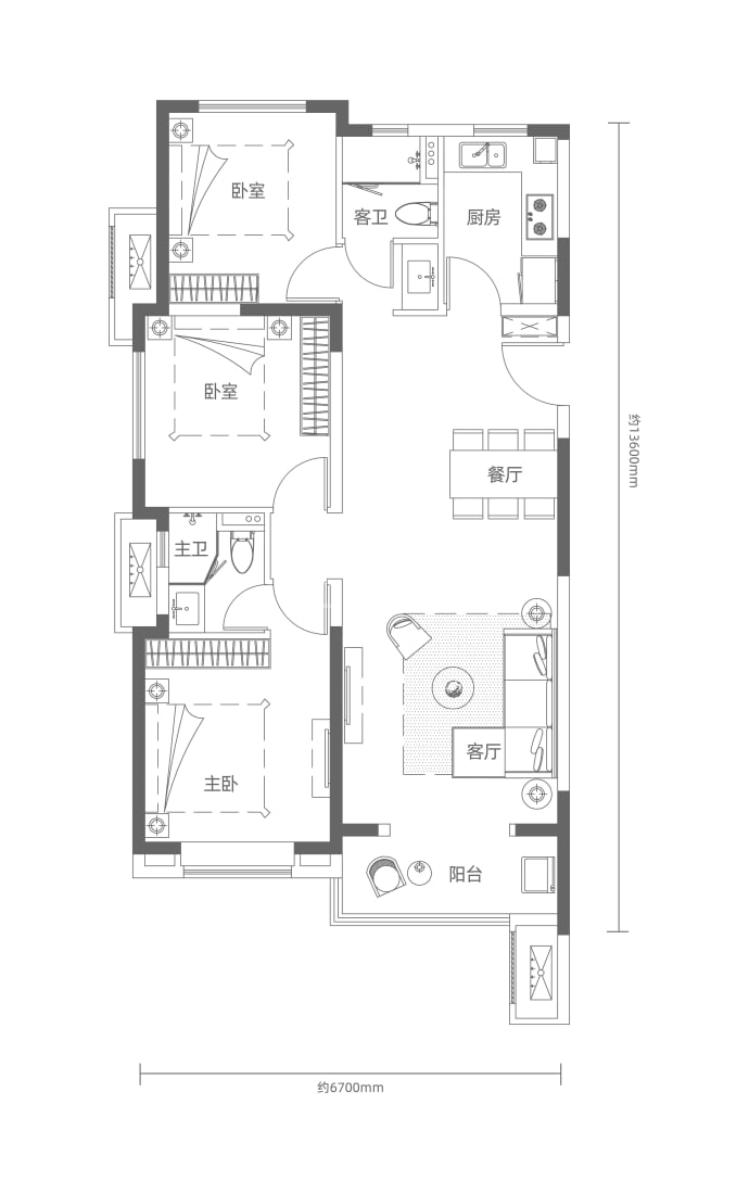 西咸城投新华阙--建面 114m²