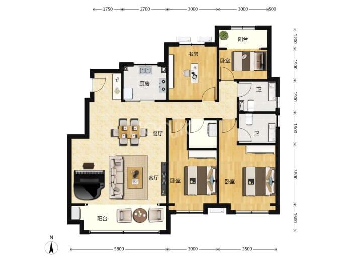 石榴固安·湖山春晓--建面 133m²