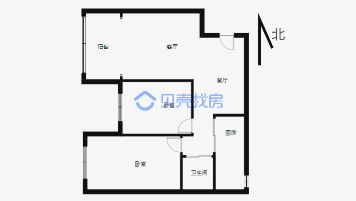 北辰公寓 2室2厅 东-户型图