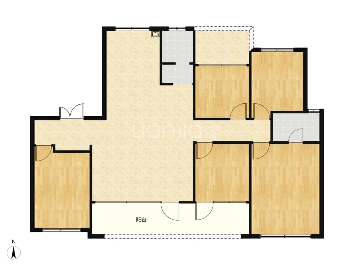 中电建国颂天青5室2厅2卫户型图