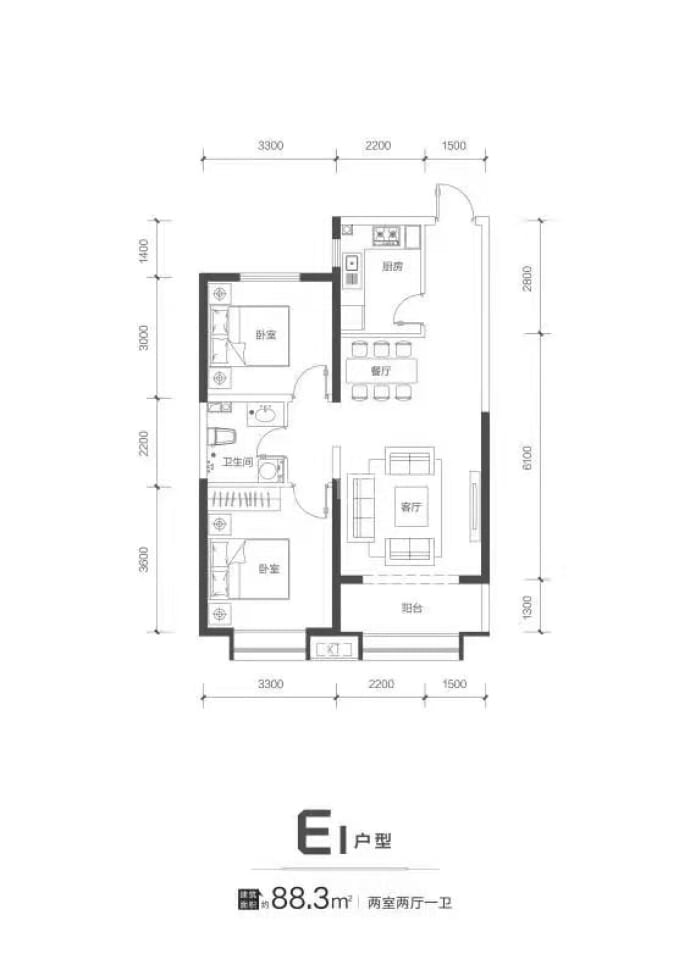 千渡·东山晴--建面 88.3m²