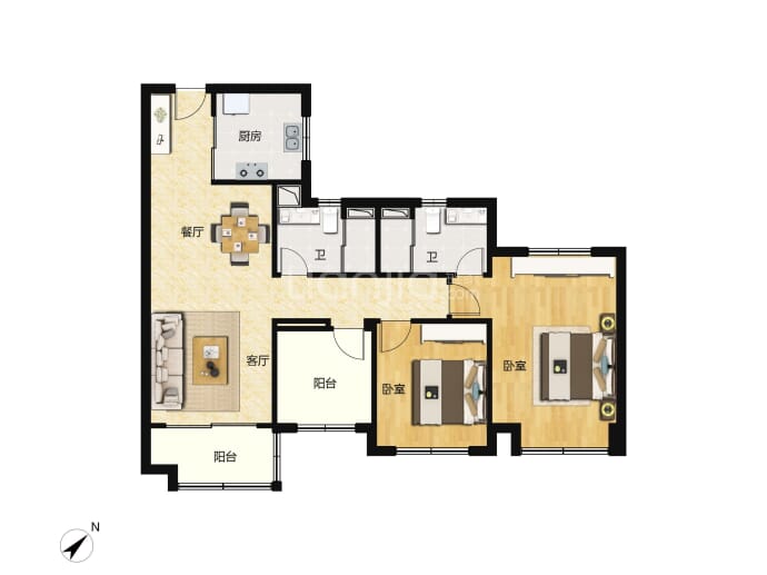 保利领秀海--建面 88m²