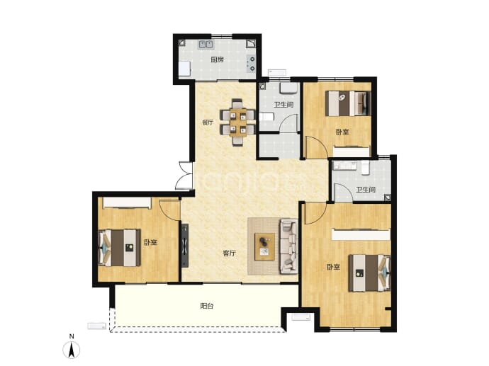 铁建投综开·观澜赋3室2厅2卫户型图
