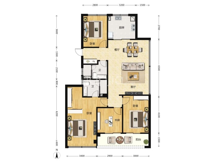 绿城晓月和风--建面 139m²