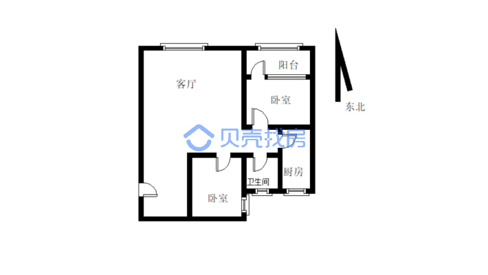 三江新区 标准两居室 采光充足 视野好-户型图
