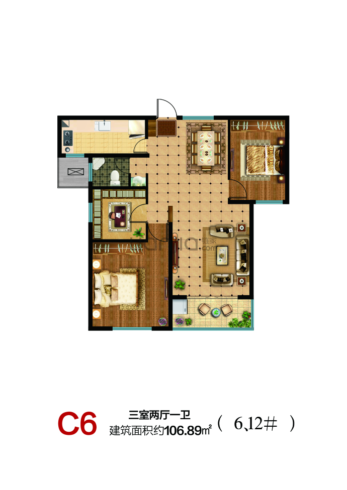 学府花园二期--建面 107.73m²