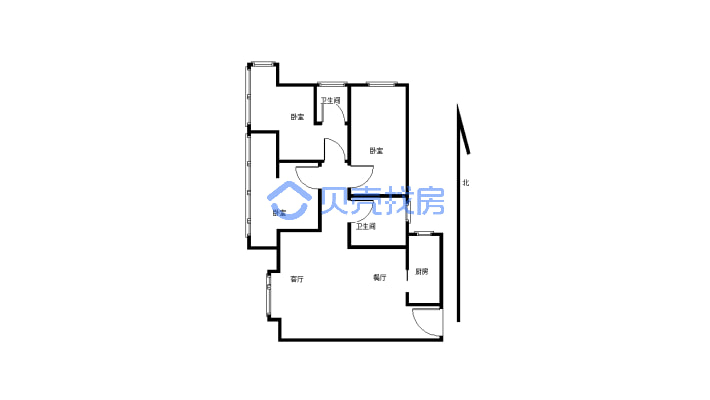 蓝湖国际3室两厅一卫，家具家电齐全，可直接拎包入住-户型图