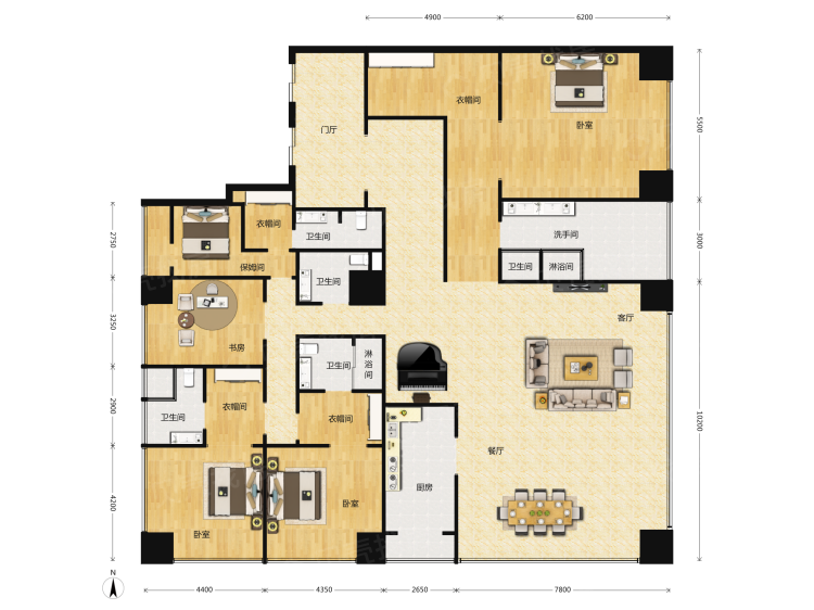 融创玖玺台4室3厅5卫户型图