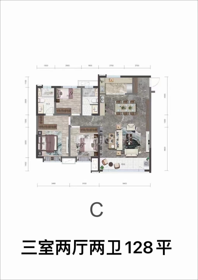 银河国际居住区四期·锦绣天成--建面 128m²