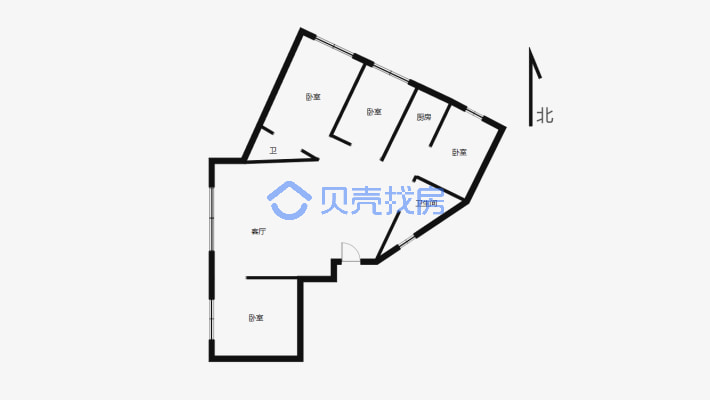北京南路地铁口好家乡毛坯电梯4室南北户型地暖-户型图