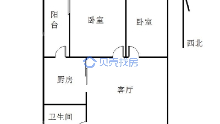 遗爱湖畔，精装修，2室2厅，风景优美-户型图