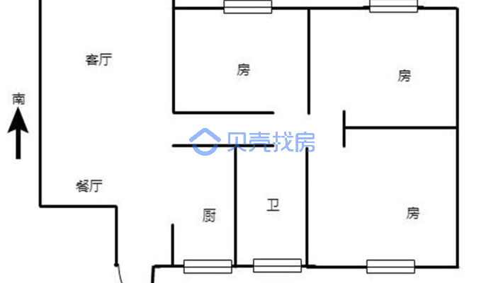 龙景国际 3室2厅 103平米-户型图