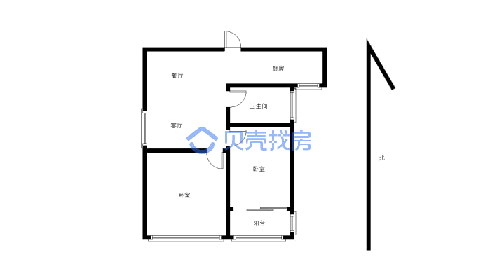 龙门世家 精装2房 边户 拎包入住 诚售 低楼层-户型图