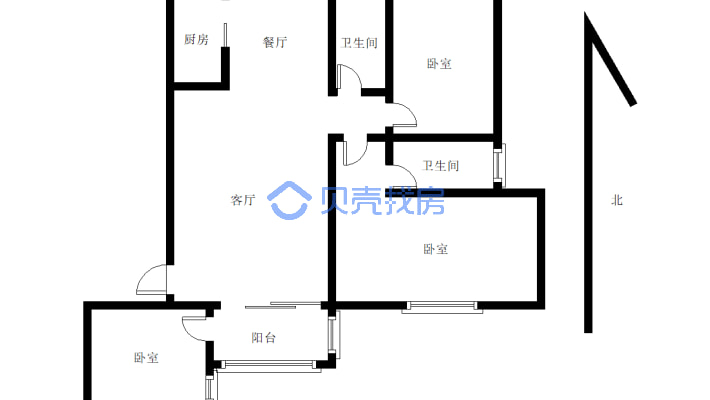 雍华庭 3室2厅 南-户型图