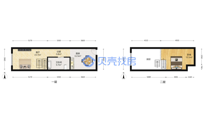 江滨澜廷 1室1厅 58.02平米-户型图