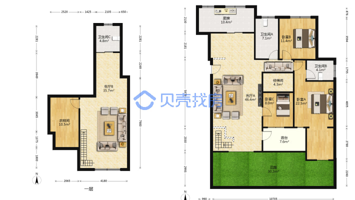 上海紫园 电梯洋房 带花园 户型方正 房主诚意出售-户型图