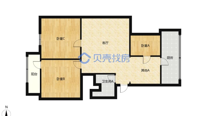 家电市场 步梯中层 三居室 南北通透 房本满二-户型图