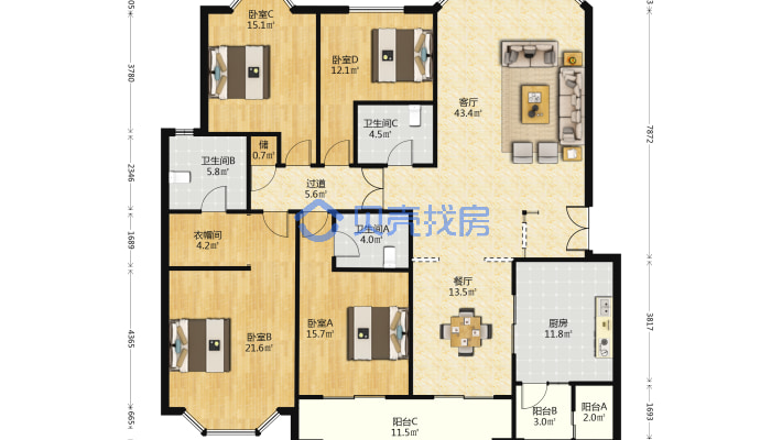 闵行区热搜榜前三+品质大平层+低总价+业主诚意出售-户型图