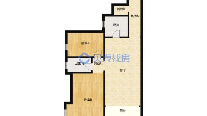 秀江外滩第二小区 2室2厅 南-户型图