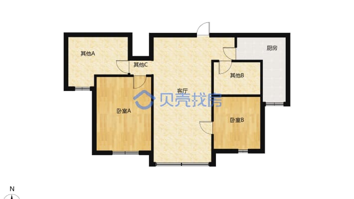 萍乡碧桂园 精装修 3房2厅1卫，带家具家电 中间楼层-户型图