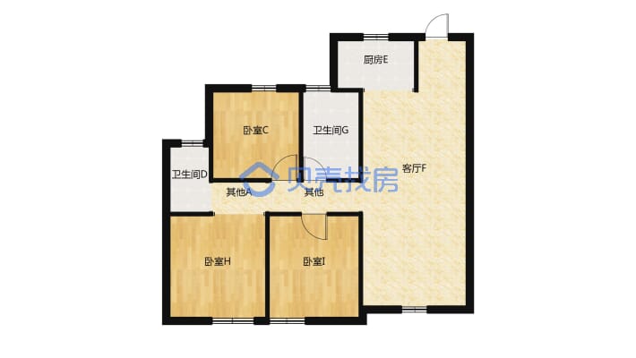 优质好房、三室两厅、113.82平-户型图