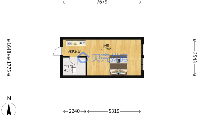 香水湾 住 宅 精装一室 带家具家电 有证-户型图