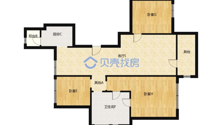 誉城双阳台户型大三房，房子中的劳斯莱斯-户型图