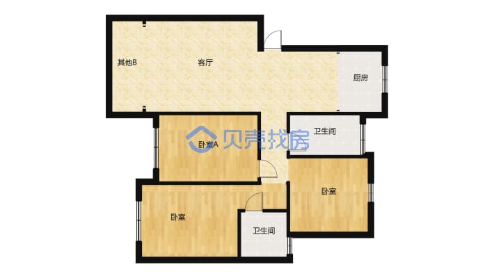 城南 小区房 油茶馨苑  毛坯3房 有柴间-户型图