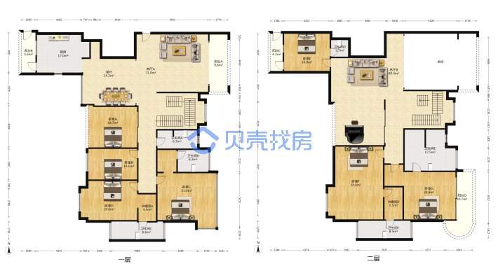 御景名城 485平方中空复式两层 海景无遮挡-户型图