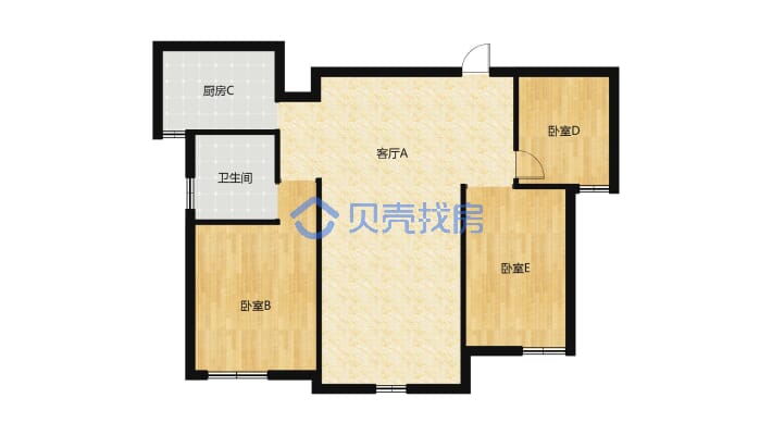 宝湖城毛呸三房中高层诚心出售视野开阔  品质小区-户型图