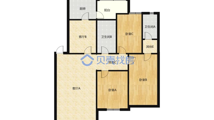 宜春北路三阳建造公司宿舍 3室2厅 南-户型图