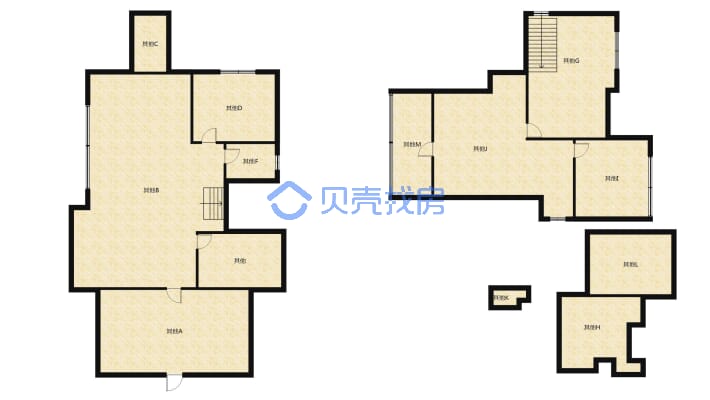 空港南区  河东院子 7分两层  大院子  房本在手-户型图