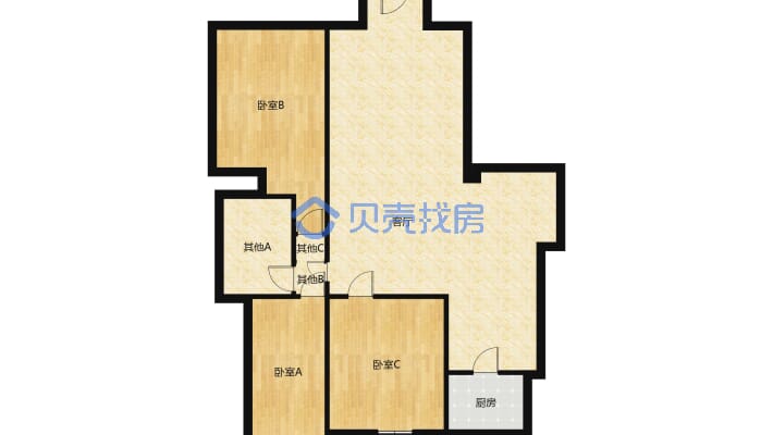 江山帝景，精装三房，两厅，诚心出售-户型图