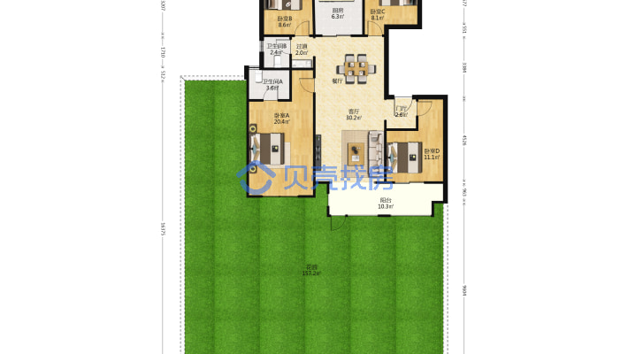 建业世悦府四室两厅两卫   小区环境优美 适合居住-户型图